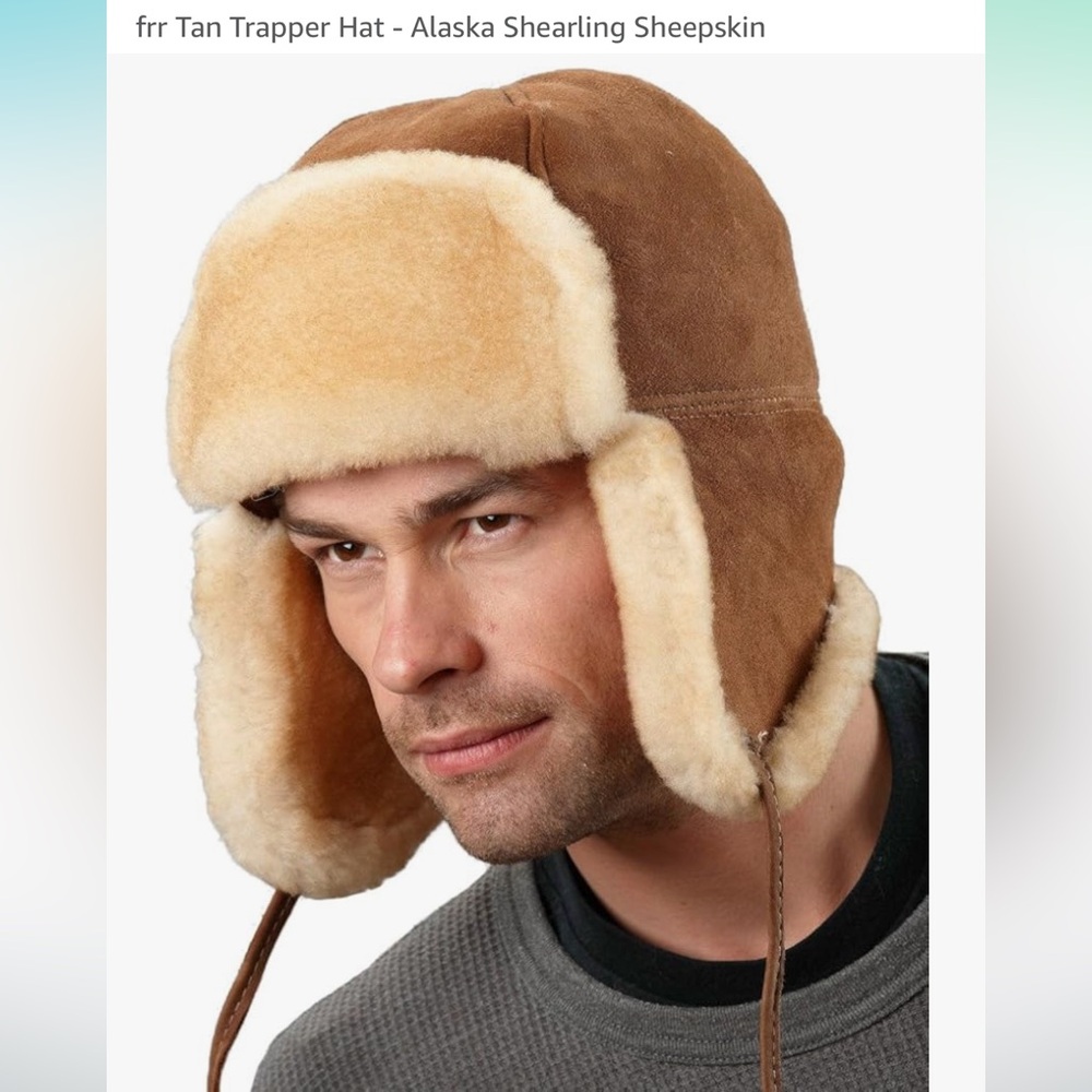 Tan Trapper Hat - Shearling Sheepskin